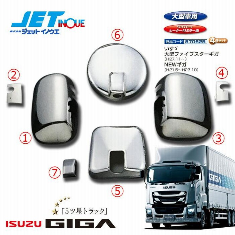 JETINOUE ジェットイノウエ ミラーカバーセット [ISUZU 大型 ファイブスターギガ H27.11〜(ワイパー/ヒーター付ミラー車)] |  LINEショッピング