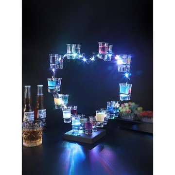 心型KTV酒架酒吧清吧酒杯架洋酒香檳酒架七彩led發光高顏值杯架