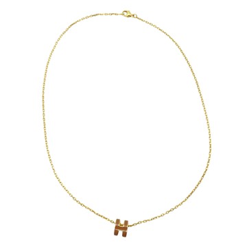 【二手名牌BRAND OFF】HERMES 愛馬仕 橘色 金屬 Mini Pop H 項鍊