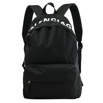 BALENCIAGA 巴黎世家 507460 電繡品牌LOGO帆布後背包.黑 大