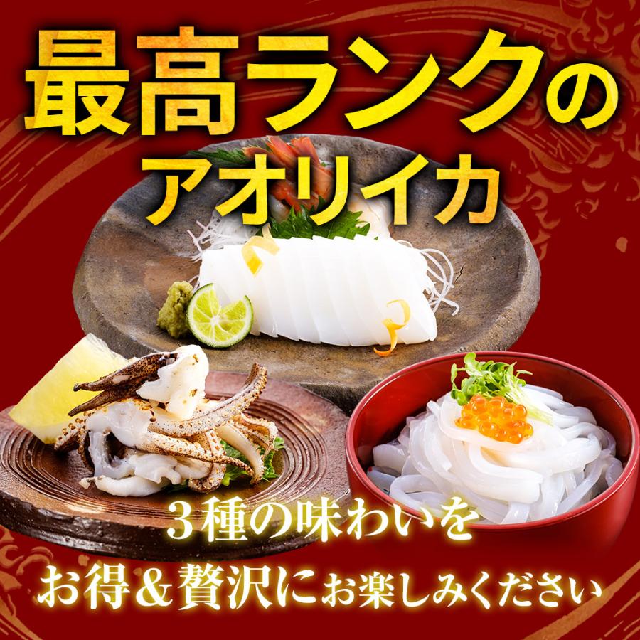 新鮮 あおりいか三昧セット （むき身500g、ゲソ200g、いかそ〜めん200g）