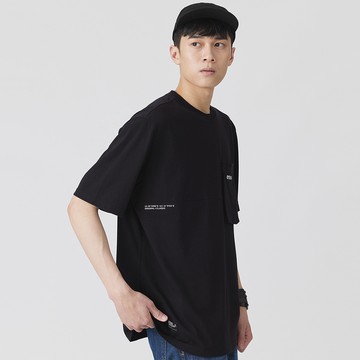 【ERSS】男裝 短袖 男生 t恤 短袖上衣 胸前 立體 口袋 設計T  黑色【K70269】