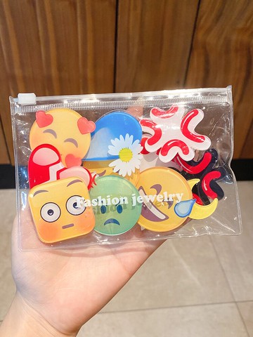 可愛大無語發夾女汗滴側邊流汗黃豆emoji夾子水滴表情包發卡頭飾