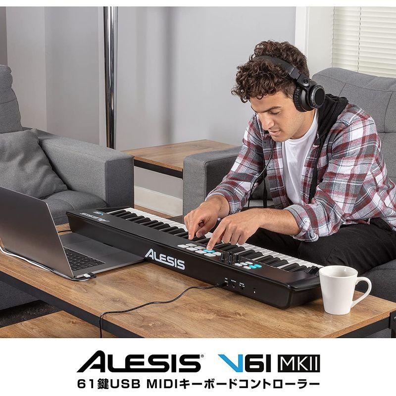 Alesis USB MIDIキーボードコントローラー61鍵ベロシティ対応FULL LEVELモード対応の8つのドラムパッド、アルペジエータ