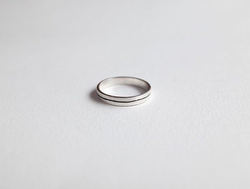 ni.kou 純銀 平面 半砂紋 半亮面 單戒 男戒 女戒 尾戒