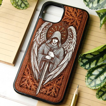 Gabriel - 手機殼木質雷射雕刻+手繪