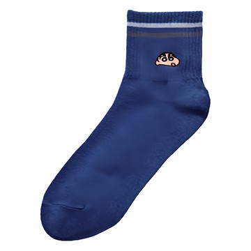 ONEDER 旺達 蠟筆小新刺繡少女襪  22~26cm  條紋