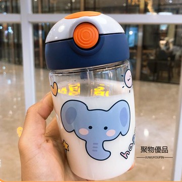 夏天上學兒童吸管杯可愛卡通塑料杯寶寶便攜可斜挎杯子【聚物優品】