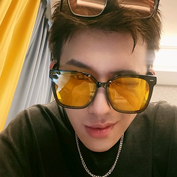 韓系貓眼大框太陽眼鏡 抗紫外線墨鏡 情侶款 高質感 黑框 奶白框 橘色 時尚配件