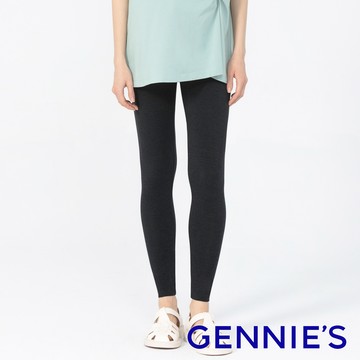 Gennies奇妮 簡約休閒素面一體成型長褲(黑麻灰T4H36)