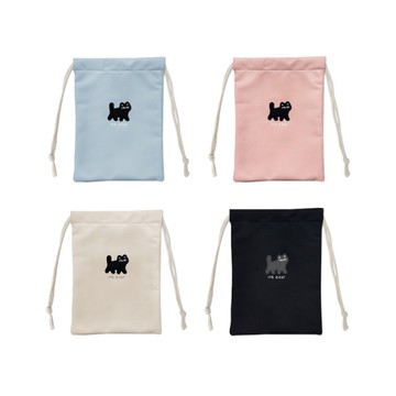 O-Cat 貓咪滴注小束口袋-米/黑/粉/藍