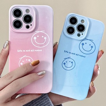 英文笑臉 iPhone 14 Pro 超薄手機殼 菲林霧面防指紋 適用於蘋果 12 13 11 XS XR 保護殼 硬殼