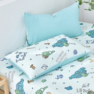 【Great Living格蕾寢飾】義大利La Belle Disney-怪獸檸檬塔 眠綿冰涼感信封枕套2入+大容量洗衣袋組