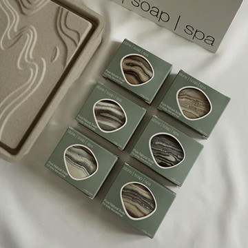 草本清新 鵝卵石香氛輕柔磨砂皂 反璞歸真禮盒（6 入）