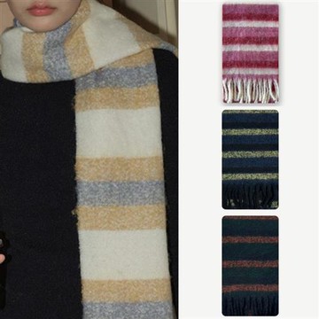 【巴黎精品】現貨+預購 針織圍巾圍脖圍冷氣房披肩秋冬保暖加絨加厚磅休閒生日禮物-羊毛拼色條紋流蘇2色a1ls64