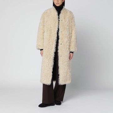 Light beige faux-fur coat