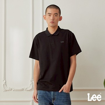 Lee 男款 舒適版型 小LOGO印花短袖polo衫 黑色