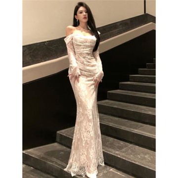 名媛御姐風大方得體的連衣裙輕奢高端小眾晚禮服魚尾氣質長裙冬季