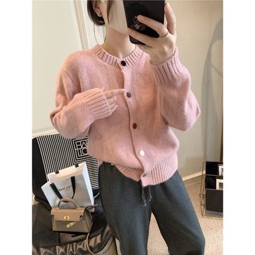 羊毛針織開衫女2025新款秋冬季女裝時尚圓領加厚毛衣外套上衣女潮