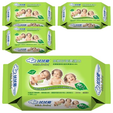 OMA&Baby 拭拭樂 茶樹抗菌柔濕巾 15 x 20cm  440g  80張  4包