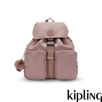 Kipling 復古粉大容量多袋收納後背包-ALDINE