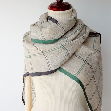 亞麻 手織亞麻披肩【澪花03】