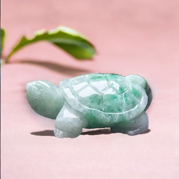 【吉祥‧長壽】飄綠花翡翠烏龜 | 天然緬甸A貨翡翠 | 送禮