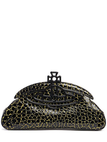 Amber Printed Patent Leather Clutch