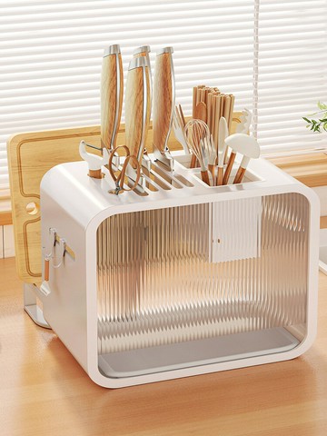 APP下單享點數9% 刀架廚房刀具收納置物架家用多功能臺面筷子砧板菜刀架一體收納盒