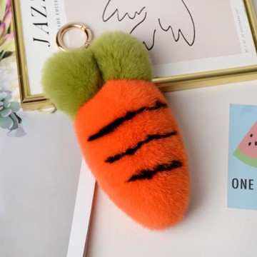 獺兔毛胡蘿卜包包掛飾毛絨手機鑰匙扣掛件時尚皮草仿真蔬菜飾品新