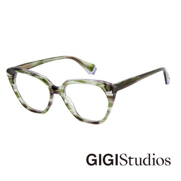 【GIGI Studios】西班牙大貓眼光學眼鏡(綠琥珀 - GALIA-6661/0)