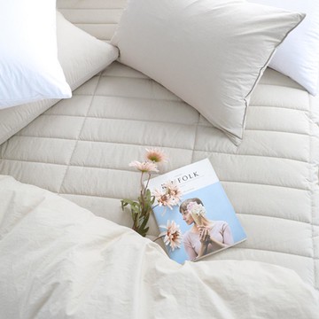 基調 韓國製 高密度 純棉 60支 加大尺寸 鬆緊帶固定式 床墊  SS(120x220cm)  柔和的米色