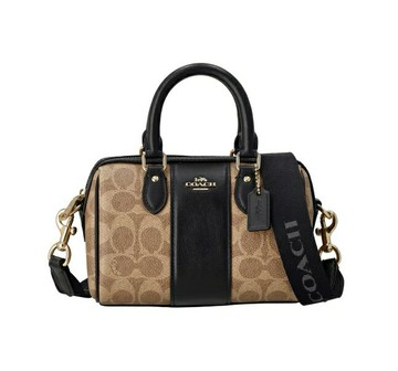 COACH  標誌帆布 Lowan 經典 波士頓斜跨包 斜背包CW331 IMQRX 米色/黑色(現貨/國外倉)【 購物節優惠 ★ 菲尼斯 國際精品 3折起 】