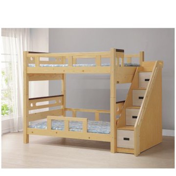 文創集 杜摩3.4尺單人雙層高床台組合(四抽樓梯側櫃＋雙層床台+不含床墊)-241x112x166cm免組