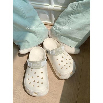 細細條 休閑EVA防滑軟底洞洞鞋男女夏季外穿情侶時尚涼拖鞋沙灘鞋