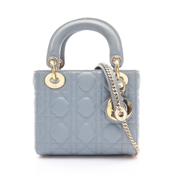 Dior 迪奧 藍色 藤格紋 羊皮 Lady Dior Mini 兩用包 【二手名牌BRAND OFF】