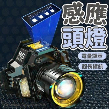 感應頭燈 強光頭燈 登山頭燈 釣魚頭燈 安全帽頭燈 戶外燈 變焦頭燈 五檔調光 長效續航 輕量149g
