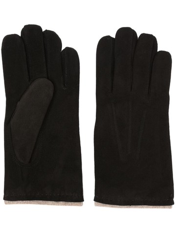 Orciani - faux-suede knitted-lining gloves - men - Artificial Leather/Wool/Cashmere - 9 - Brown