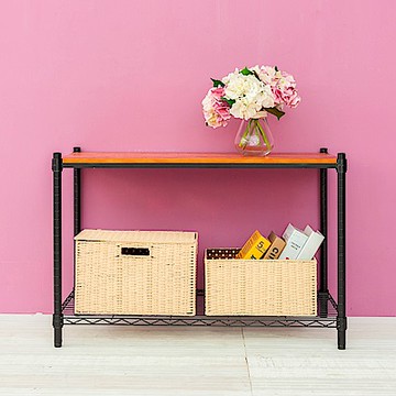 dayneeds 松木 90x45x60公分 二層收納架(烤漆黑) 實木層架/展示架/置物架