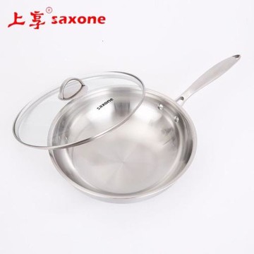 廚房禮品批發三層鋼不粘鍋炒鍋家用304不銹鋼炒鍋玻璃蓋款