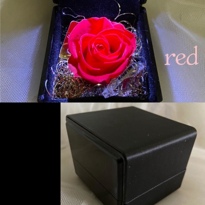 LEDライト付き 指輪ケース 花 プリザーブドフラワー 薔薇 リング