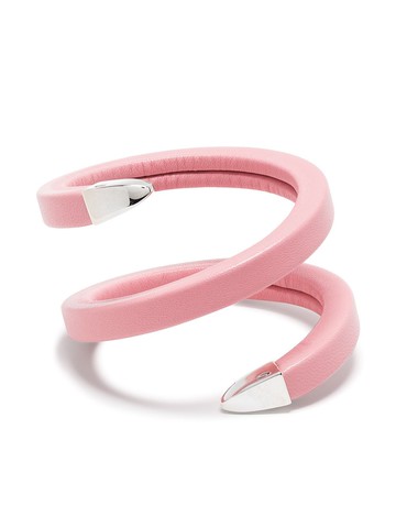 Bottega Veneta - wraparound bracelet - women - Sterling Silver/Calf Leather - One Size - Pink