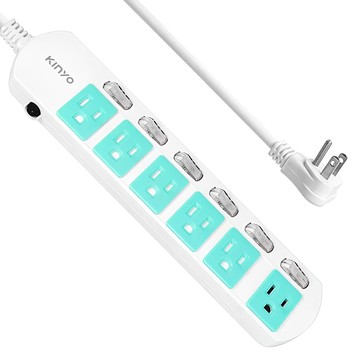 Kinyo 6開6插延長線  1.8m  白色  1條