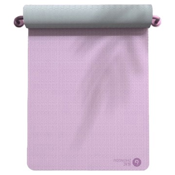 ZHONGOU 長紅 TPE加厚款正位線防滑雙色瑜珈墊 厚8mm TP88N 贈綁帶+背袋+拉力繩或拍拍球(顏色款式隨機)  紫色  185 x 80cm  1個