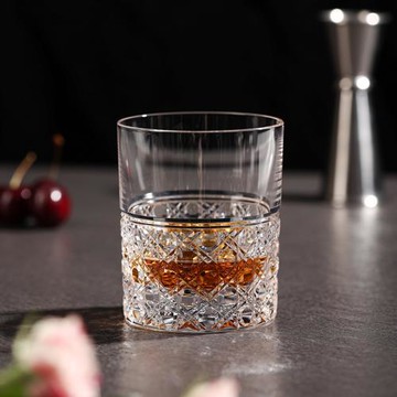 日本進口KAGAMI江戶切子八角籠目紋Double威士忌杯子水晶玻璃酒杯