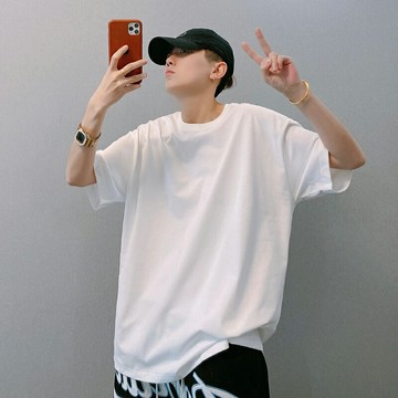 dannyandzee夏季國潮高街百搭240g精梳棉打底寬松純色BF短袖T恤男