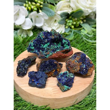 *掘晶*天然藍銅礦原石 12/5上新 ｜孔雀石共生礦｜礦標收藏