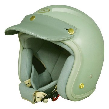 THH 安全帽 FH357 素色 牛油果綠 輕盈 皮革帽舌 全可拆洗 金屬排齒扣具 三扣式 復古帽 半罩