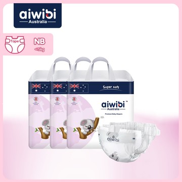 Aiwibi 愛薇彼 零觸感瞬吸新生兒紙尿褲66片(三包裝) 尿布 超瞬吸紙尿褲 黏貼型 NB
