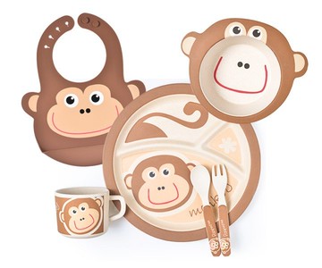 【LABOOS 樂舖】竹纖維兒童餐具-淘氣猴套裝